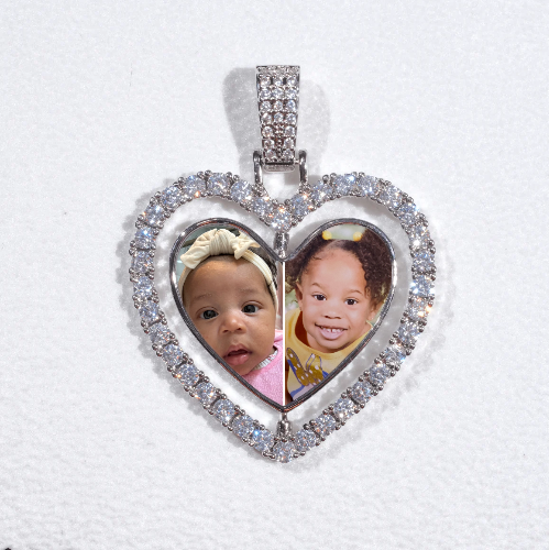 3D Spinning 2-Faced Heart Custom Picture Pendant