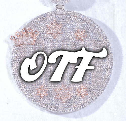 CUSTOM LETTER NECKLACE 3D BIG CROWN DISC