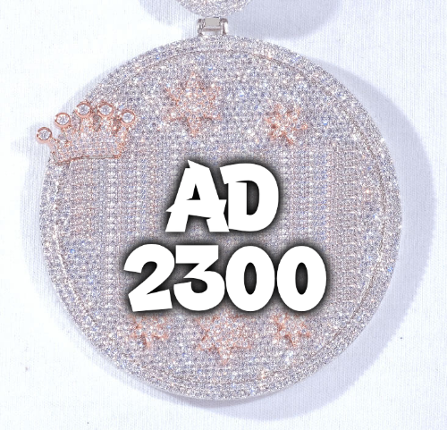 CUSTOM LETTER NECKLACE 3D BIG CROWN DISC