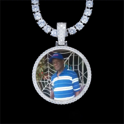925S & VVS Moissanite 3D Circle Custom Picture Pendant