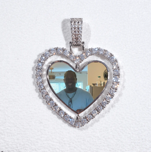 3D Spinning 2-Faced Heart Custom Picture Pendant