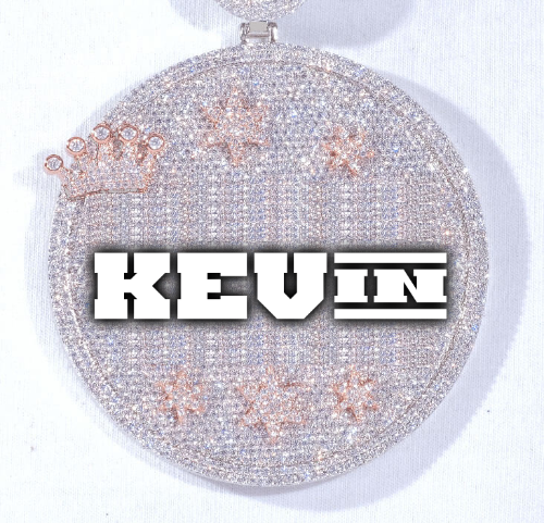 CUSTOM LETTER NECKLACE 3D BIG CROWN DISC