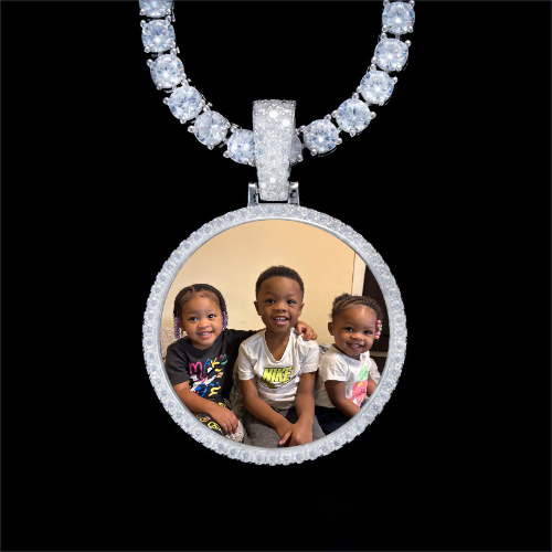 925S & VVS Moissanite 3D Circle Custom Picture Pendant