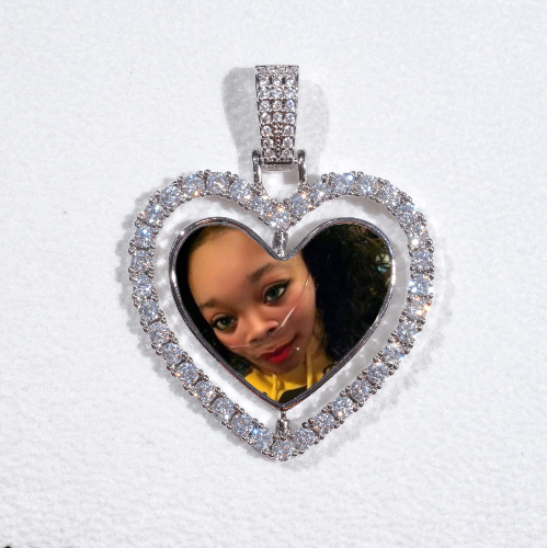 3D Spinning 2-Faced Heart Custom Picture Pendant
