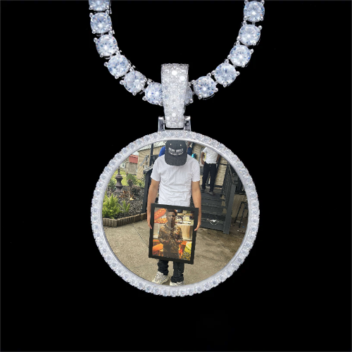 925S & VVS Moissanite 3D Circle Custom Picture Pendant