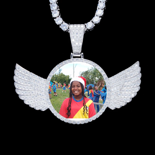 925S & VVS Moissanite 3D Wing Custom Picture Pendant