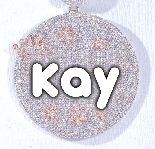 CUSTOM LETTER NECKLACE 3D BIG CROWN DISC