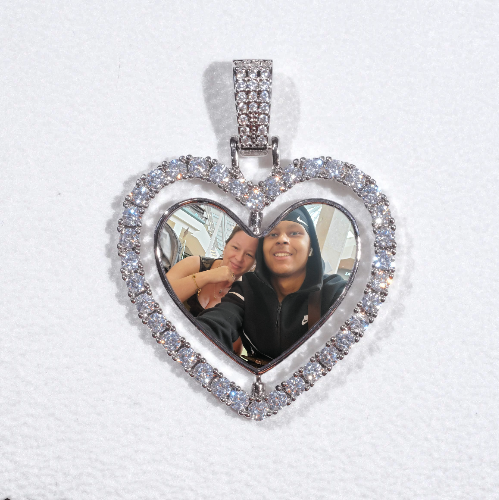 3D Spinning 2-Faced Heart Custom Picture Pendant