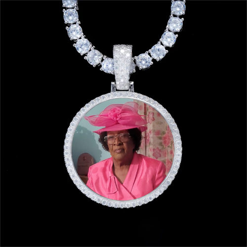 925S & VVS Moissanite 3D Circle Custom Picture Pendant