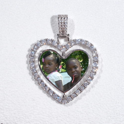 3D Spinning 2-Faced Heart Custom Picture Pendant