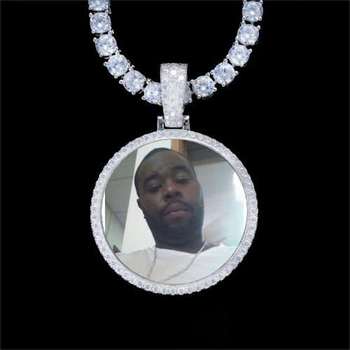 925S & VVS Moissanite 3D Circle Custom Picture Pendant