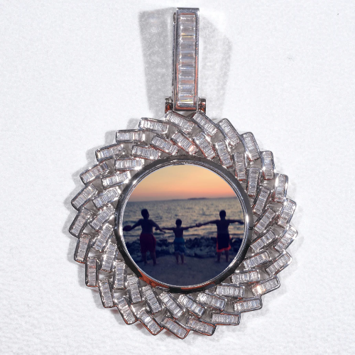 Large 3D Baguette Custom Picture Pendant