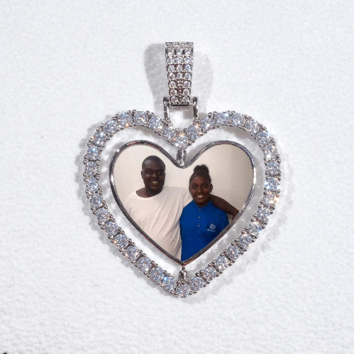 3D Spinning 2-Faced Heart Custom Picture Pendant