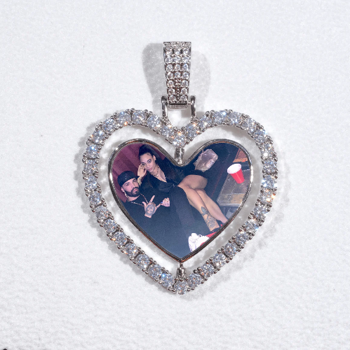 3D Spinning 2-Faced Heart Custom Picture Pendant