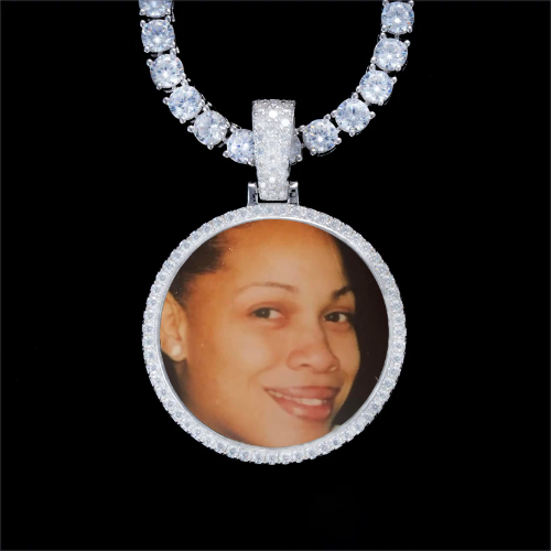 925S & VVS Moissanite 3D Circle Custom Picture Pendant