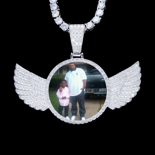 925S & VVS Moissanite 3D Wing Custom Picture Pendant