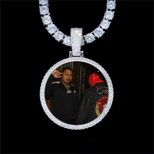 925S & VVS Moissanite 3D Circle Custom Picture Pendant