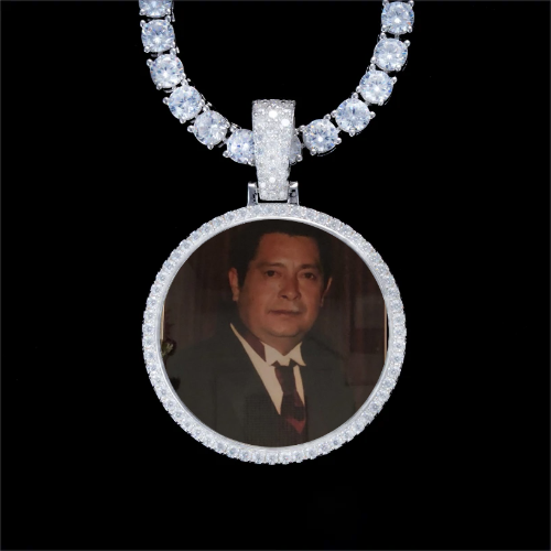 925S & VVS Moissanite 3D Circle Custom Picture Pendant