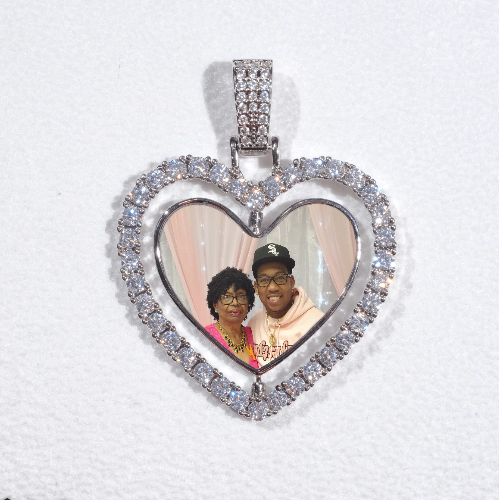 3D Spinning 2-Faced Heart Custom Picture Pendant