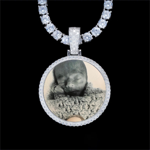 925S & VVS Moissanite 3D Circle Custom Picture Pendant