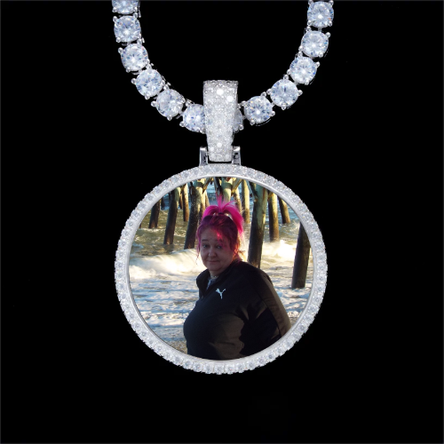 925S & VVS Moissanite 3D Circle Custom Picture Pendant