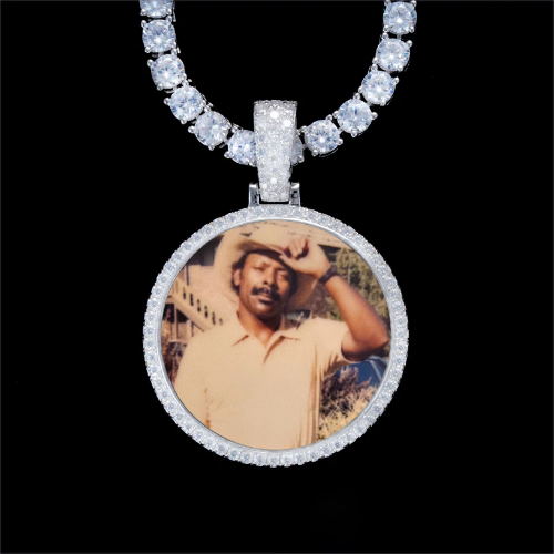 925S & VVS Moissanite 3D Circle Custom Picture Pendant