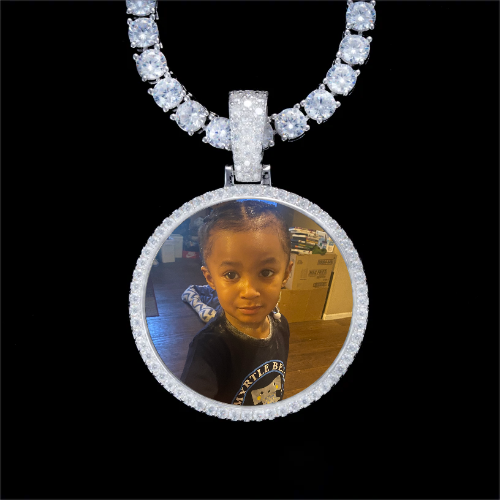 925S & VVS Moissanite 3D Circle Custom Picture Pendant