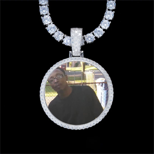 925S & VVS Moissanite 3D Circle Custom Picture Pendant