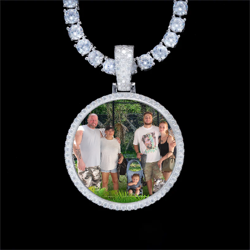 925S & VVS Moissanite 3D Circle Custom Picture Pendant