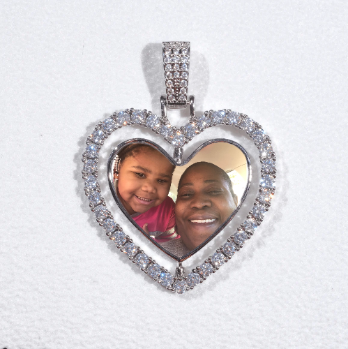 3D Spinning 2-Faced Heart Custom Picture Pendant