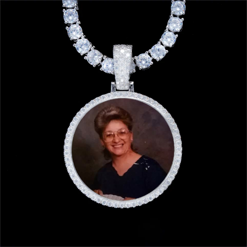 925S & VVS Moissanite 3D Circle Custom Picture Pendant
