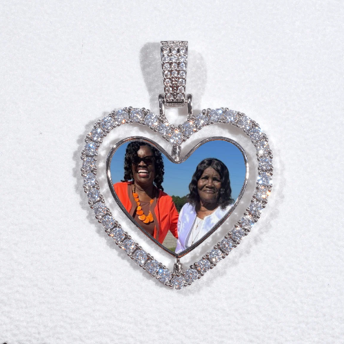 3D Spinning 2-Faced Heart Custom Picture Pendant