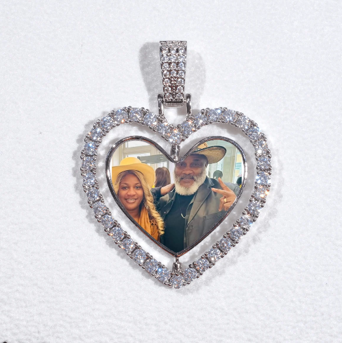 3D Spinning 2-Faced Heart Custom Picture Pendant