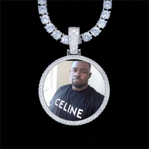 925S & VVS Moissanite 3D Circle Custom Picture Pendant
