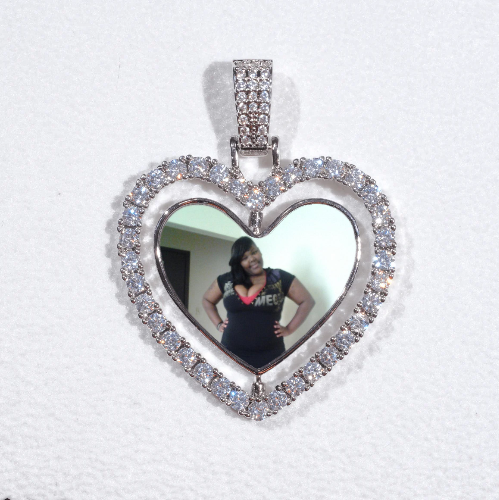 3D Spinning 2-Faced Heart Custom Picture Pendant