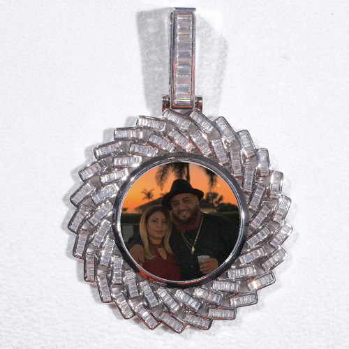 Large 3D Baguette Custom Picture Pendant