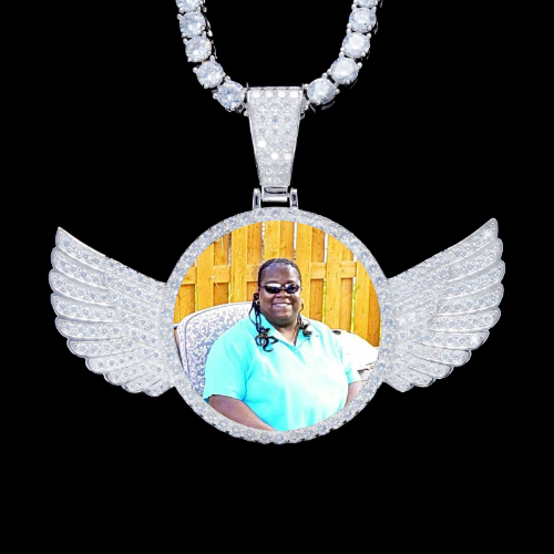 925S & VVS Moissanite 3D Wing Custom Picture Pendant