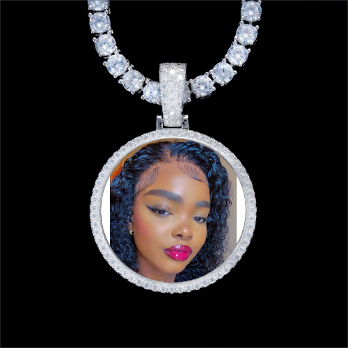 925S & VVS Moissanite 3D Circle Custom Picture Pendant