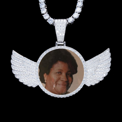 925S & VVS Moissanite 3D Wing Custom Picture Pendant