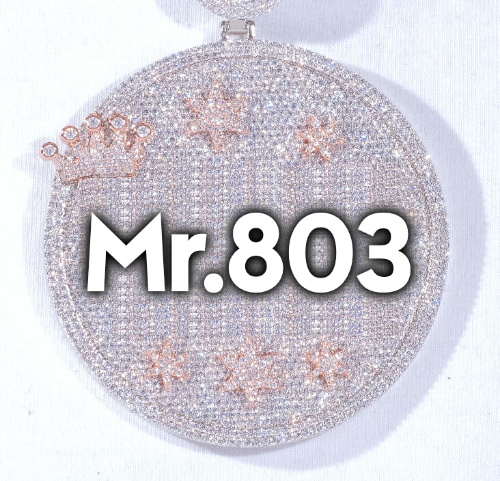 CUSTOM LETTER NECKLACE 3D BIG CROWN DISC