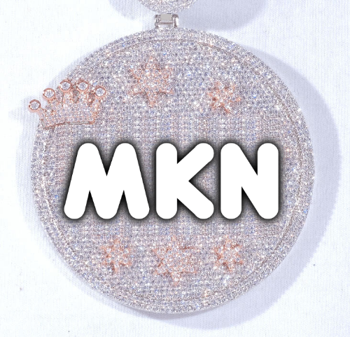 CUSTOM LETTER NECKLACE 3D BIG CROWN DISC