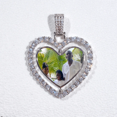 3D Spinning 2-Faced Heart Custom Picture Pendant