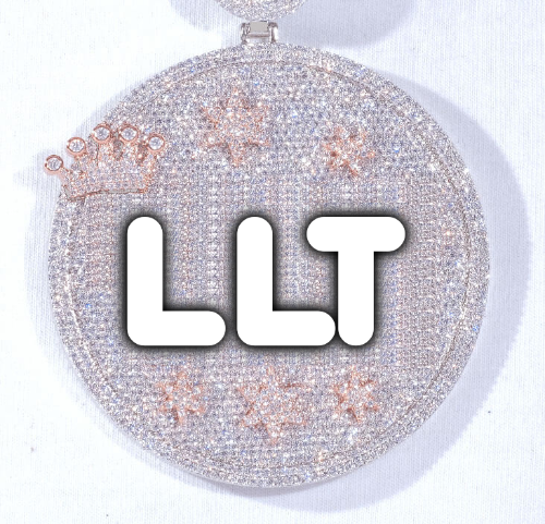 CUSTOM LETTER NECKLACE 3D BIG CROWN DISC