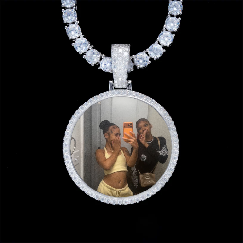 925S & VVS Moissanite 3D Circle Custom Picture Pendant