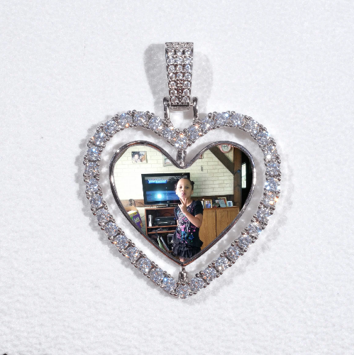 3D Spinning 2-Faced Heart Custom Picture Pendant
