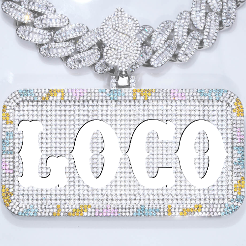CUSTOM LETTER NECKLACE 3D COLORFUL SQUARE