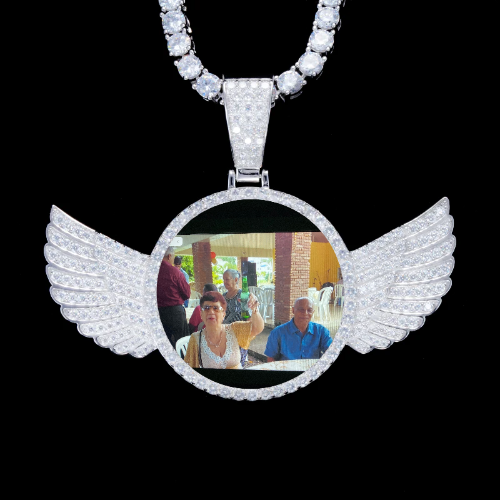 925S & VVS Moissanite 3D Wing Custom Picture Pendant