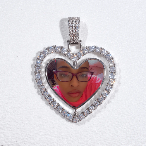 3D Spinning 2-Faced Heart Custom Picture Pendant