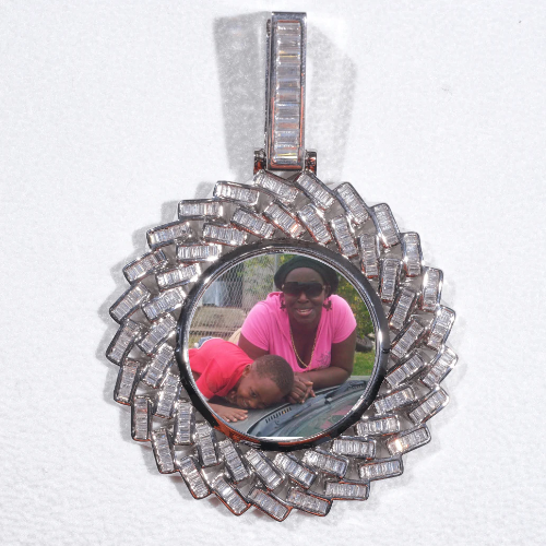 Large 3D Baguette Custom Picture Pendant