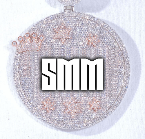 CUSTOM LETTER NECKLACE 3D BIG CROWN DISC